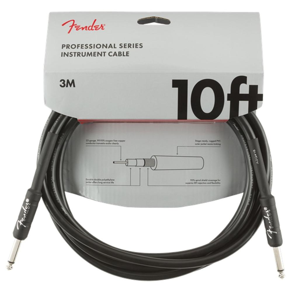 Fender Professional Series Instrument Cable, Straight/Straight 3m Black