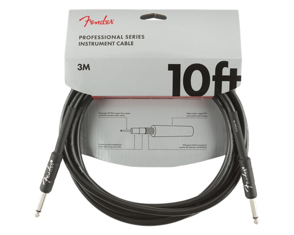 Fender Professional Series Instrument Cable, Straight/Straight 3m Black