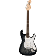 Squier by Fender FSR Affinity Stratocaster QMT LRL WPPG BBST Black Burst.