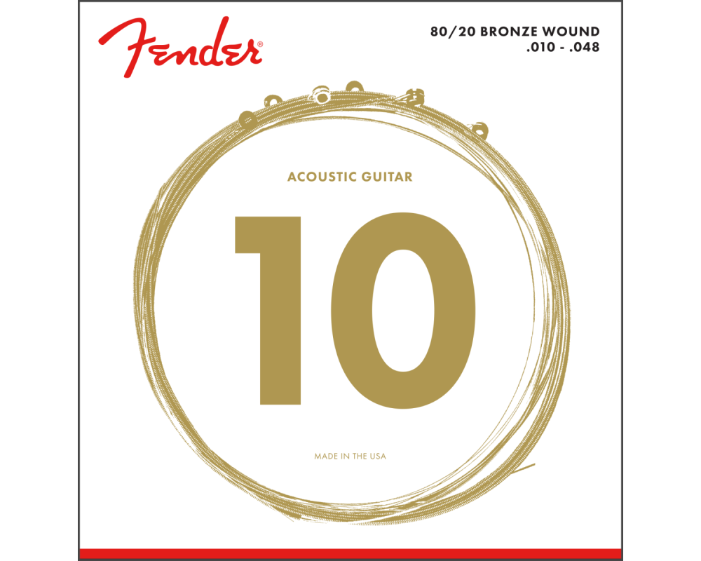Fender 80/20 Bronze Acoustic Strings, Ball End, 70XL .010-.048