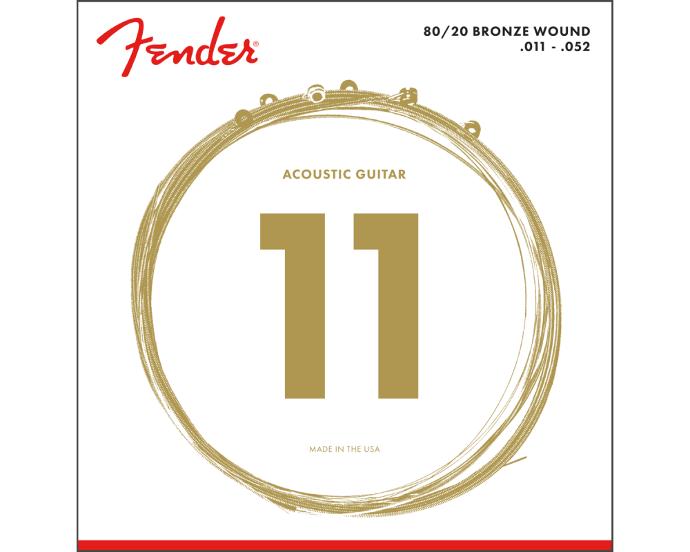 Fender 80/20 Bronze Acoustic Strings, Ball End, 70CL .011-.052