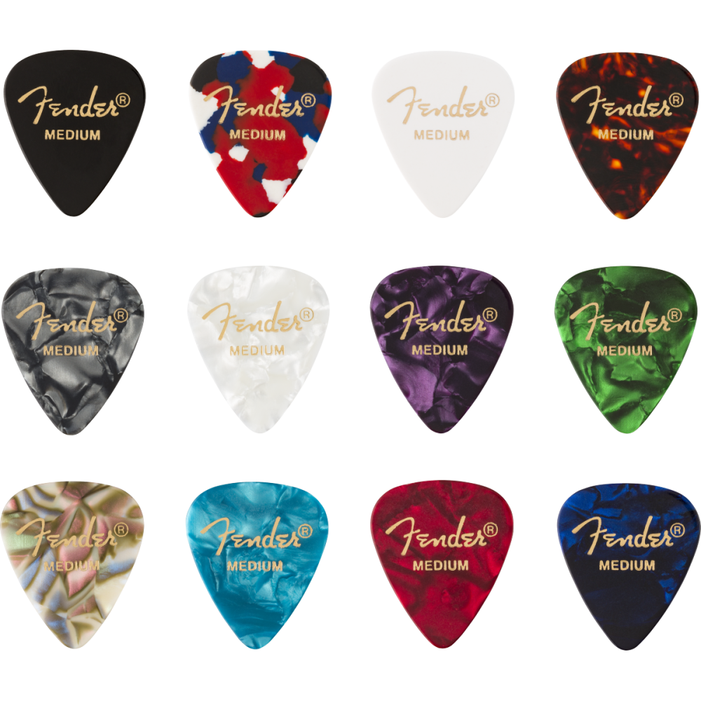 Fender 351 Celluloid Picks Medley Medium 12 Pack