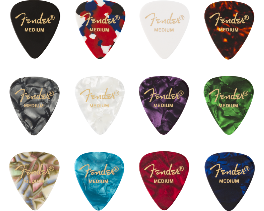 Fender 351 Celluloid Picks Medley Medium 12 Pack