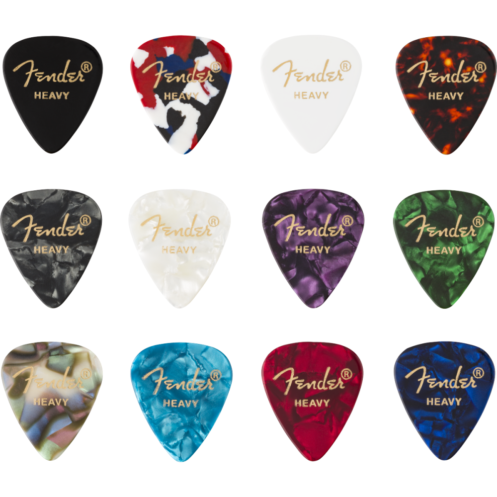 Fender 351 Celluloid Picks Medley Heavy 12 Pack