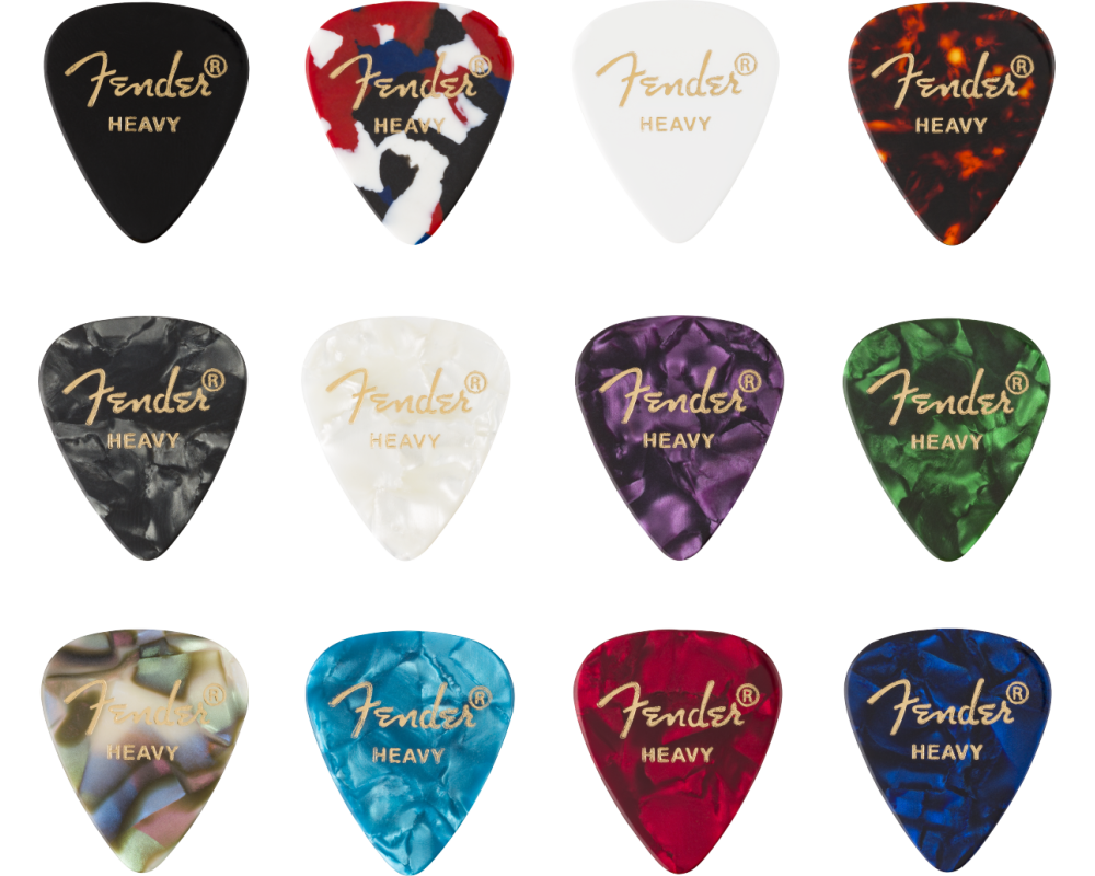Fender 351 Celluloid Picks Medley Heavy 12 Pack