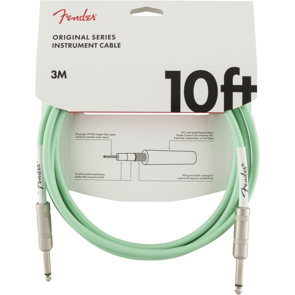 Fender Original Series Instrument Cable, 3m, Surf Green.