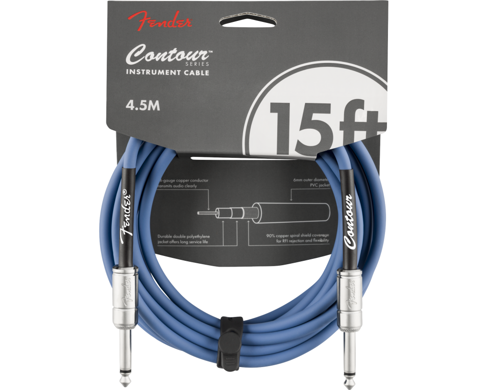 Fender Contour Series Instrument Cable 4.5m Lake Placid Blue