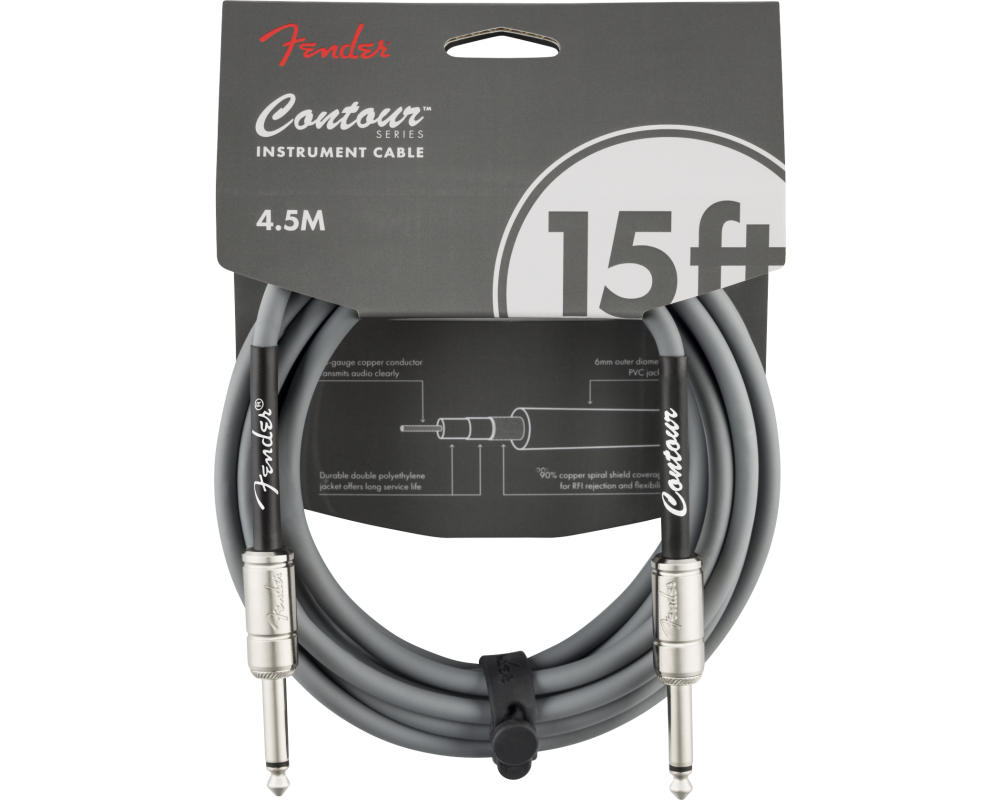 Fender Contour Series Instrument Cable 4.5m Inca Silver