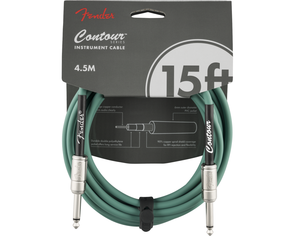 Fender Contour Series Instrument Cable 4.5m Sherwood Green
