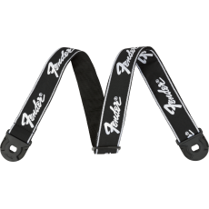 Fender Quick Grip Locking End Strap, Black with White Running Logo