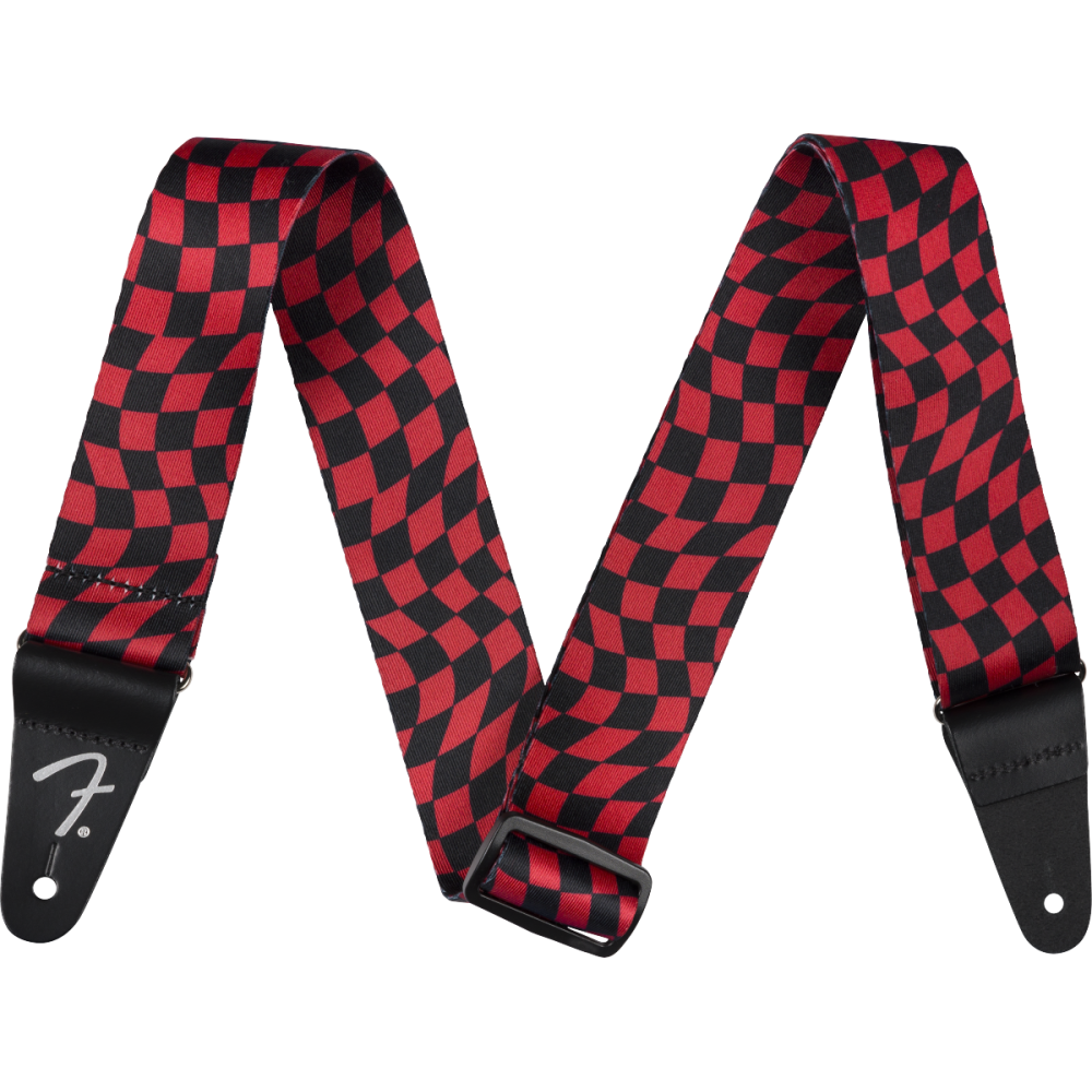 Fender Wavy Checkerboard Polyester Strap, Red