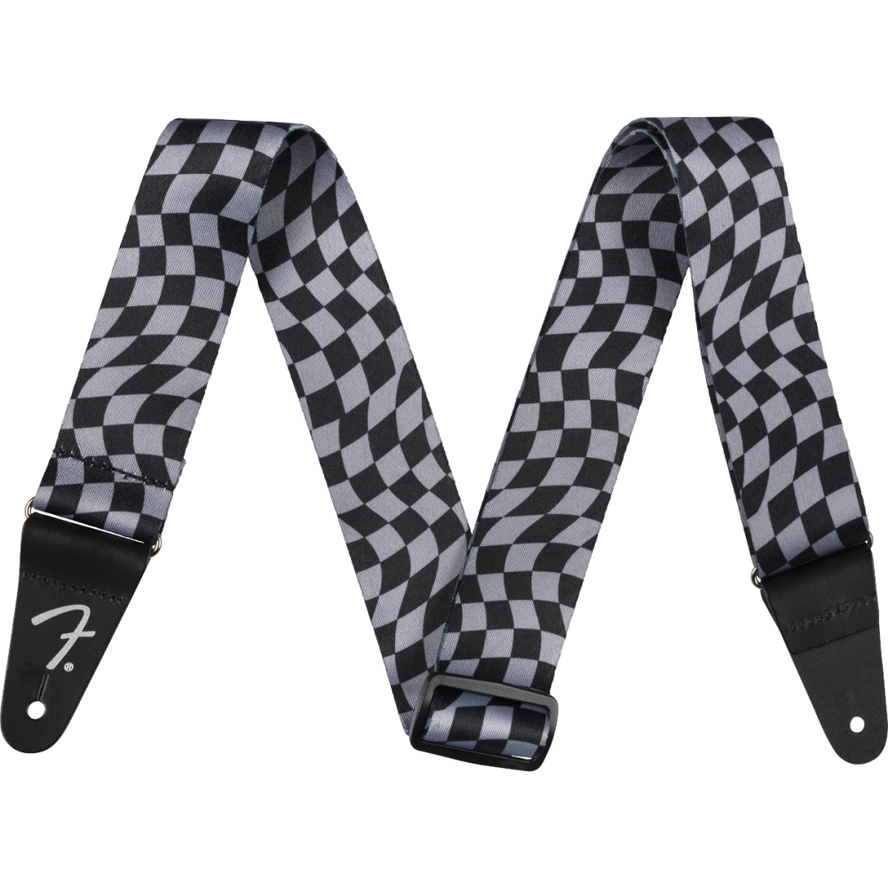Fender Wavy Checkerboard Polyester Strap, Gray