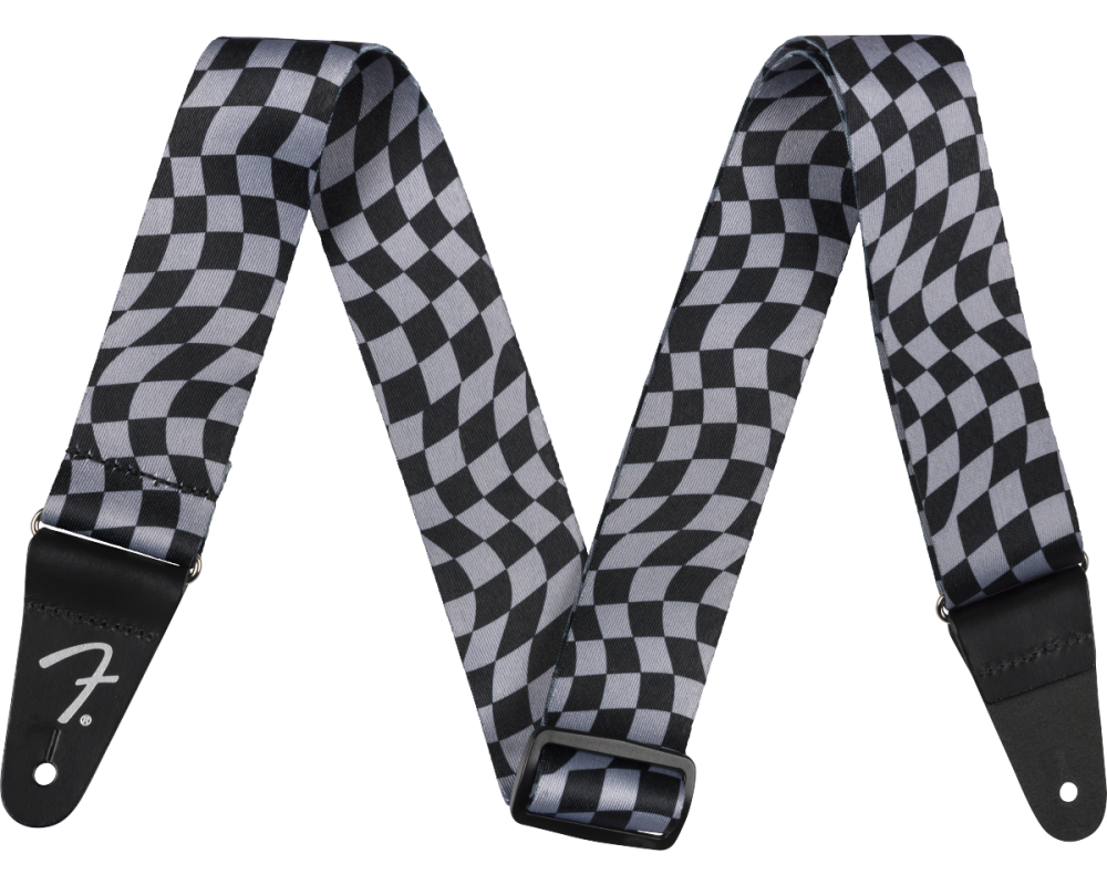 Fender Wavy Checkerboard Polyester Strap, Gray