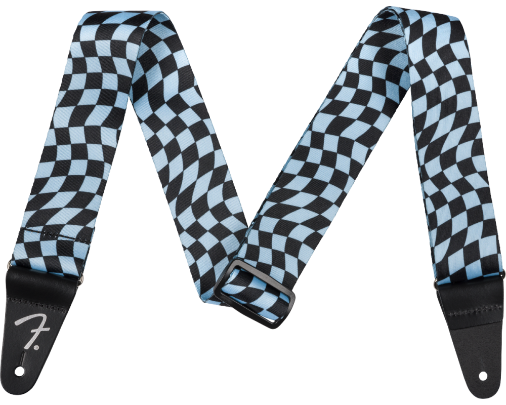 Fender Wavy Checkerboard Polyester Strap, Blue