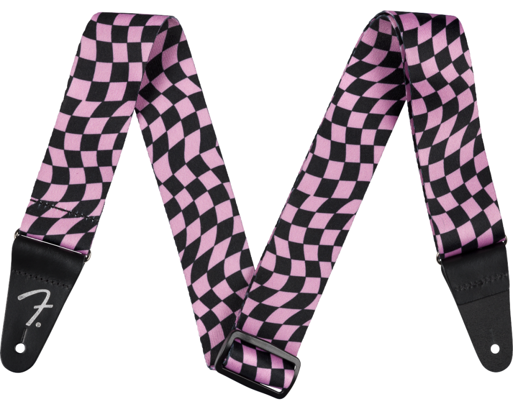 Fender Wavy Checkerboard Polyester Strap, Pink