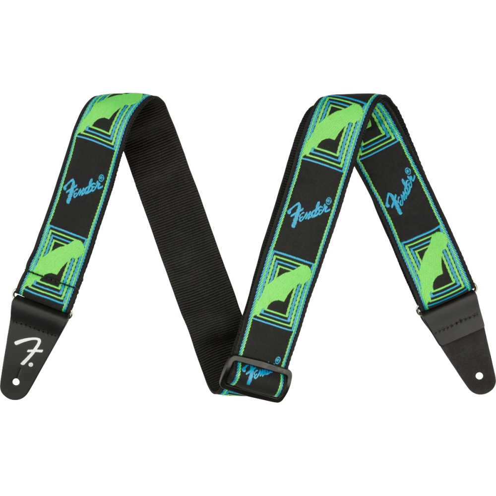 Fender Neon Monogrammed Strap Green Blue