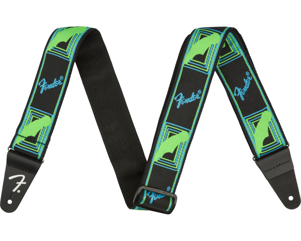 Fender Neon Monogrammed Strap Green Blue
