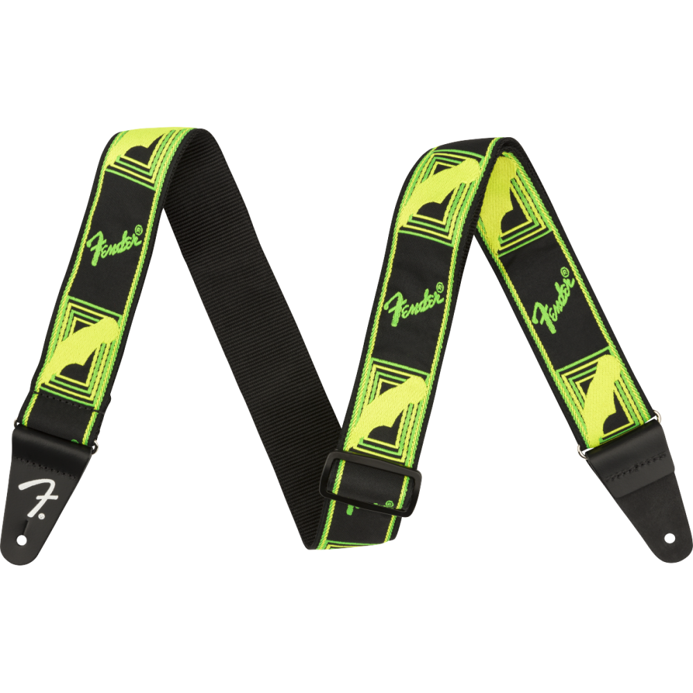 Fender Neon Monogrammed Strap, Green and Yellow