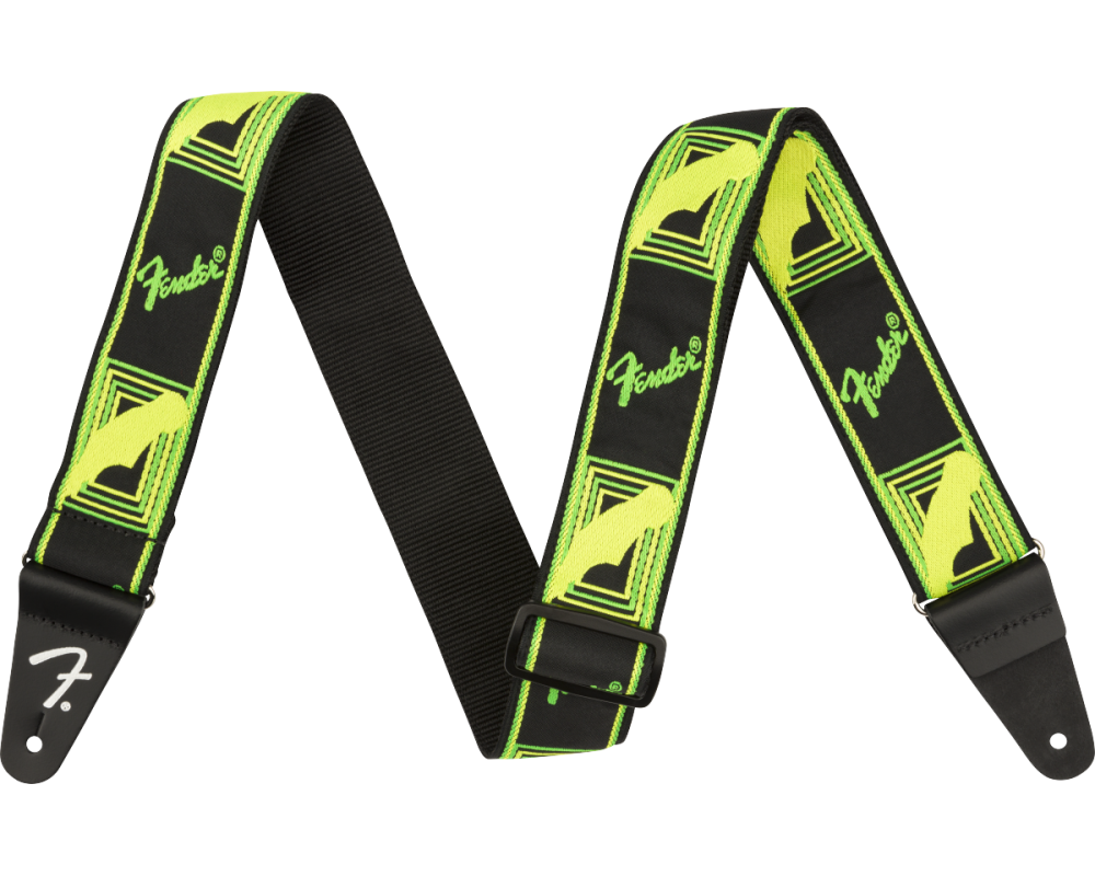 Fender Neon Monogrammed Strap, Green and Yellow