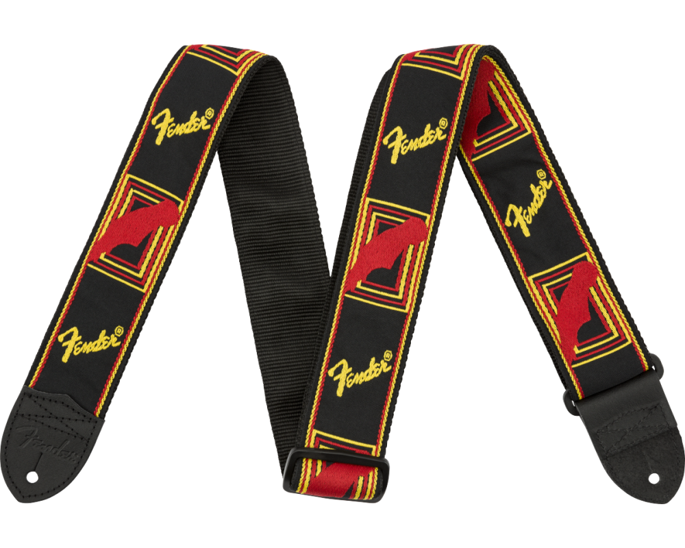 Fender Monogrammed Strap Black Yellow Brown