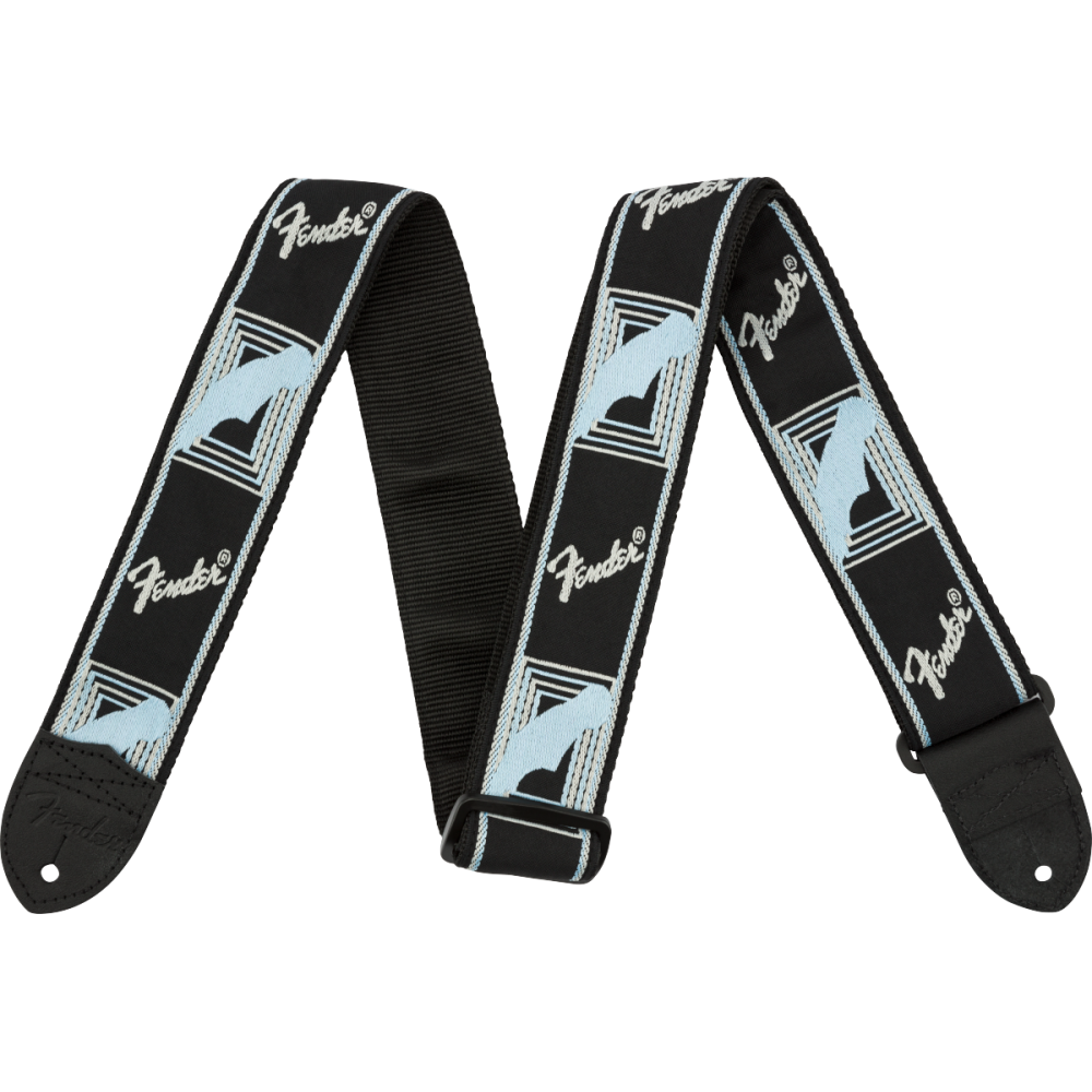 Fender Monogrammed Strap, Black/Light Grey/Blue
