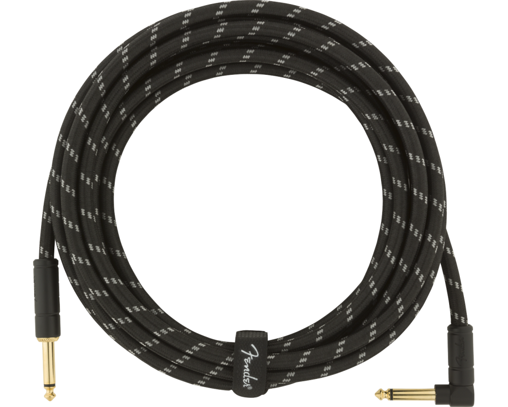 Fender Deluxe Series Instrument Cable, Straight/Angle, 4.5m Black Tweed