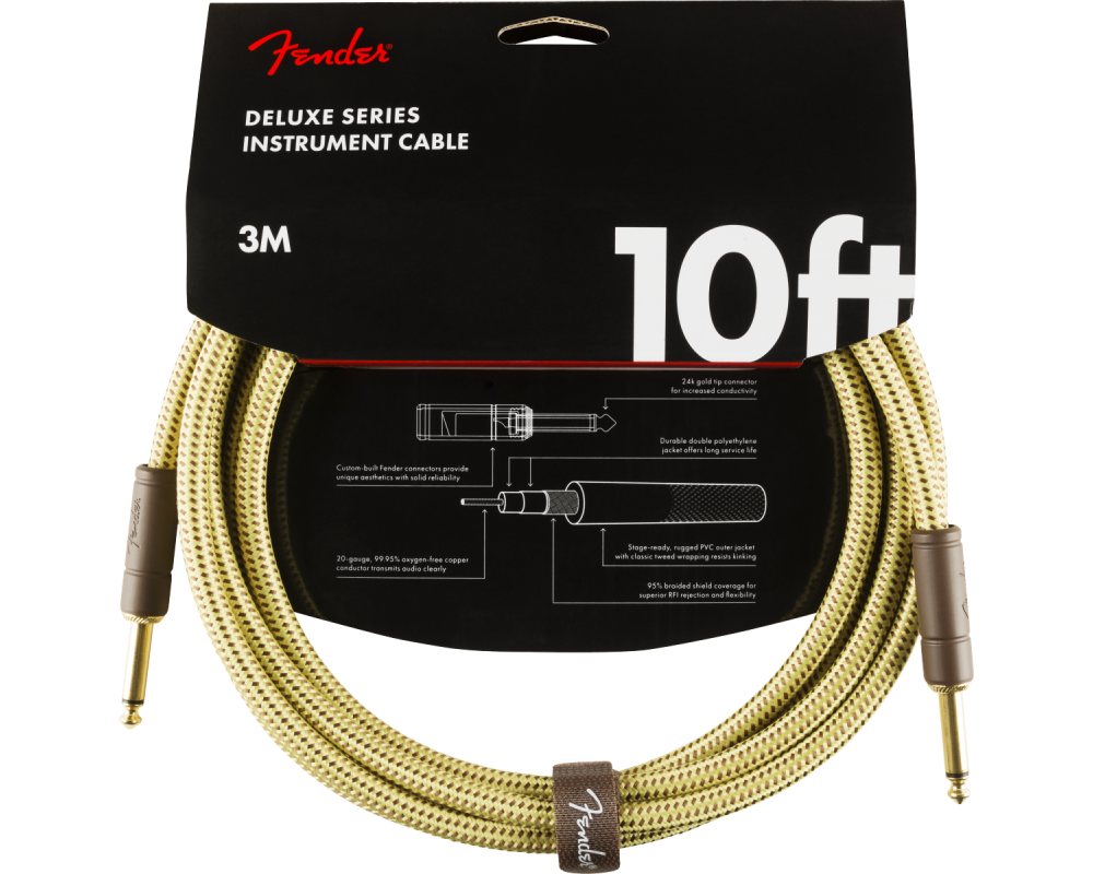 Fender Deluxe Series Instrument Cable, Straight/Straight, 3m, Tweed