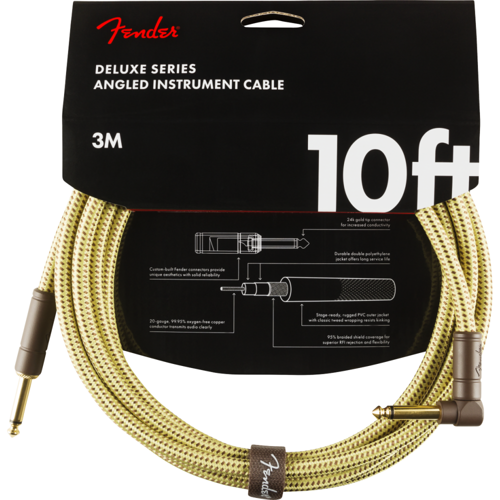 Fender Deluxe Series Instrument Cable, Straight/Angle, 3m, Tweed