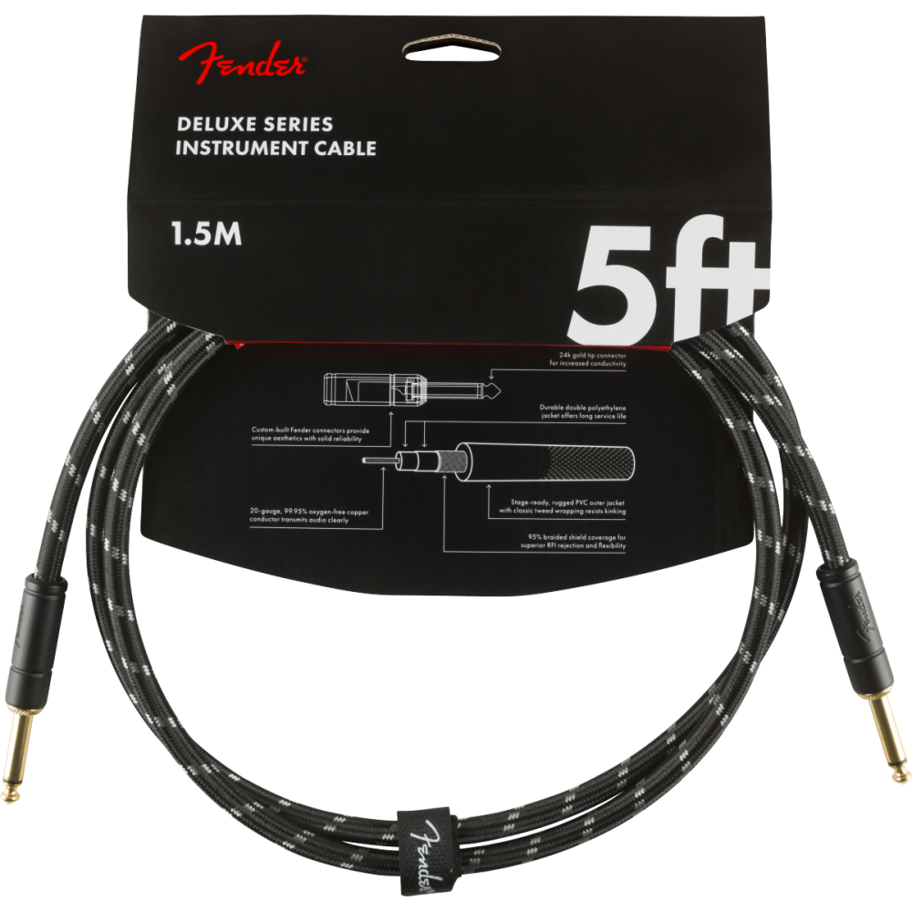 Fender Deluxe Series Instrument Cable, Straight/Straight, 1,5m, Black Tweed