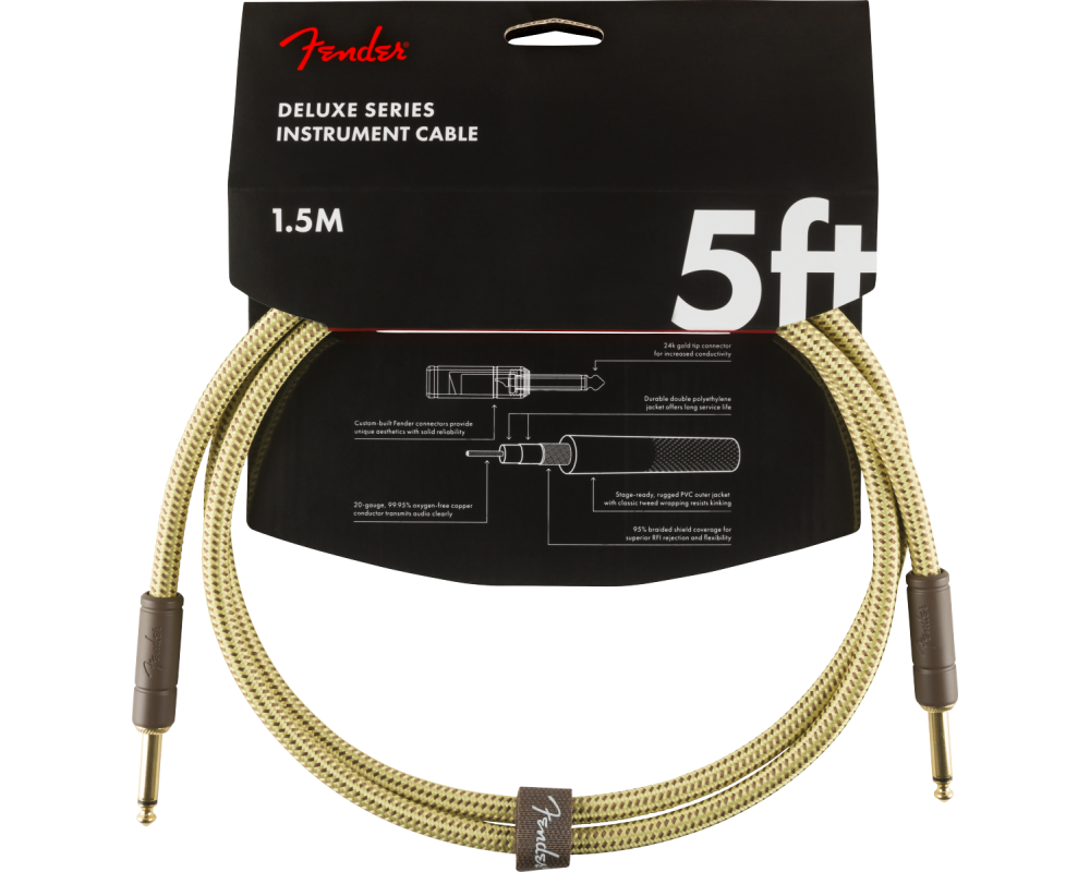 Fender Deluxe Series Instrument Cable, Straight/Straight, 1,5m, Tweed
