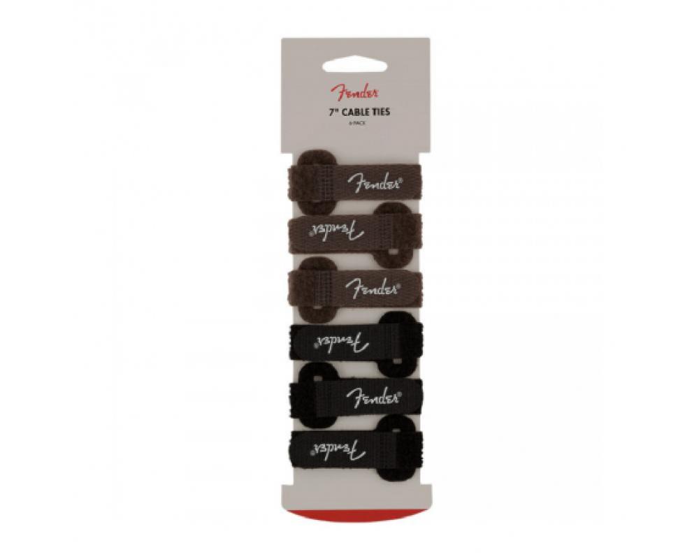 Fender Cable Ties 7 inch, 3 Black/ 3 Brown