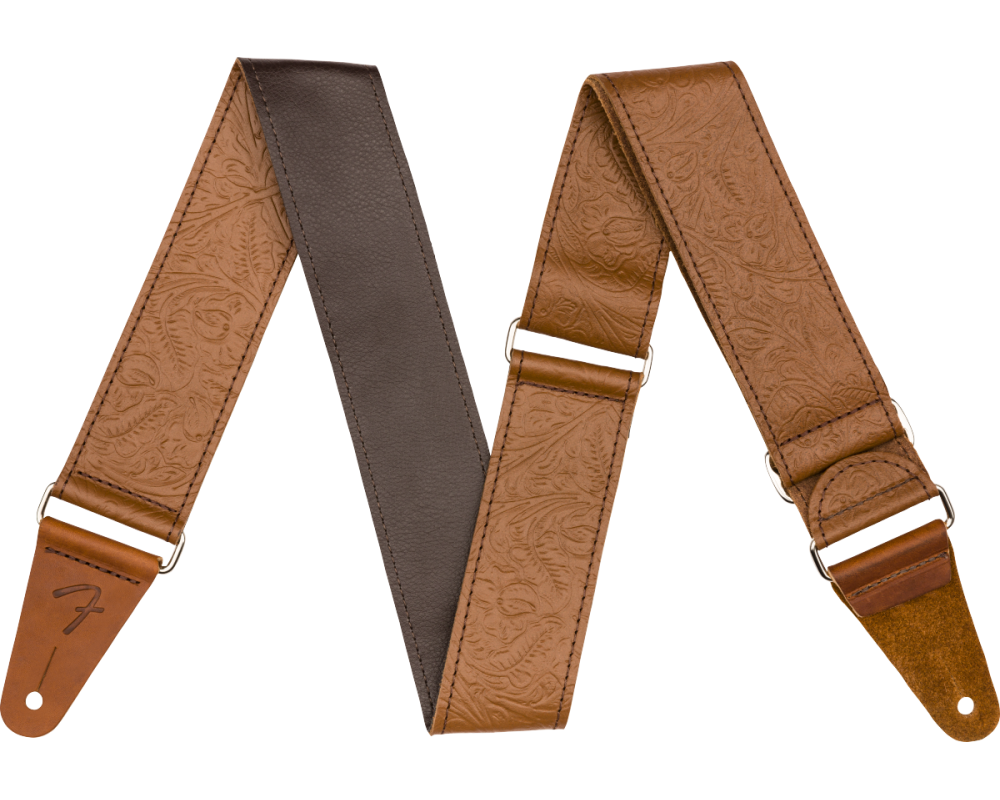 Fender Tooled Leather Guitar Strap Brown 2 inch