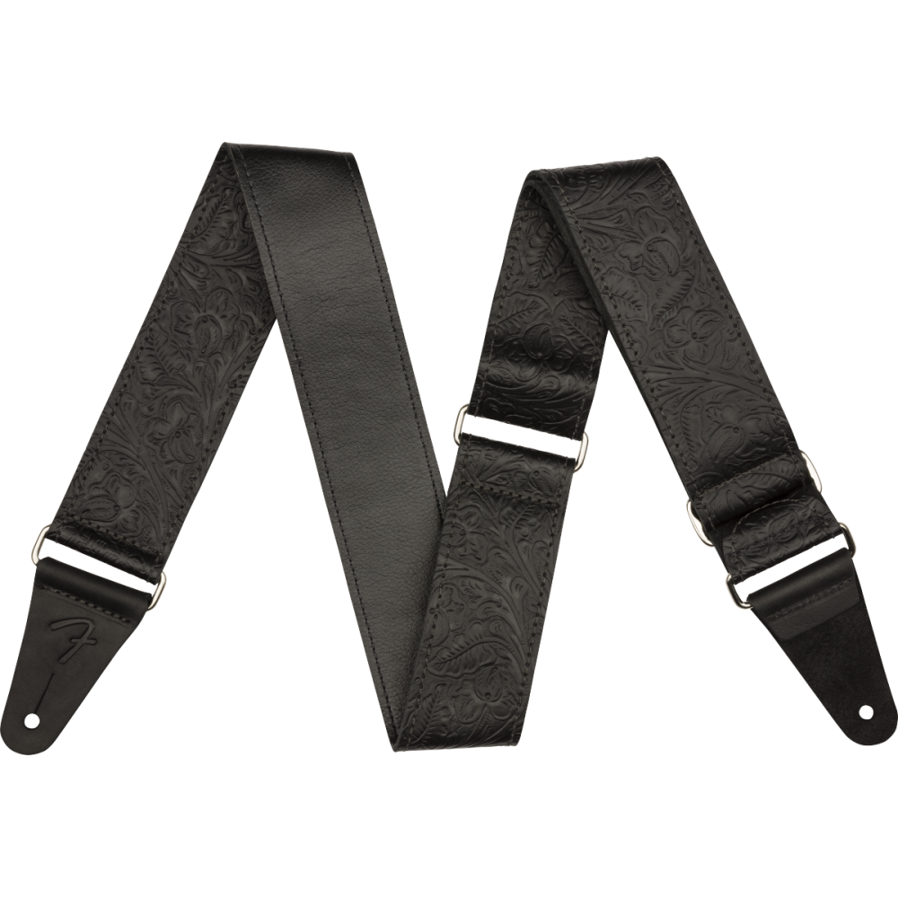 Fender Tooled Leather Guitar Strap Black 2 inch
