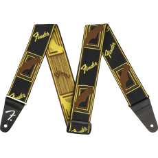 Fender WeighLess Monogrammed Strap Black/Yellow/Brown, 2 inch