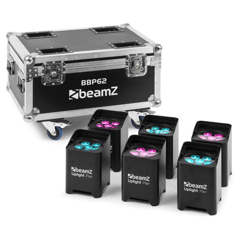 beamZ BBP62 Set, 6 Uplights (in/outdoor) in Flightcase w/ Charger
