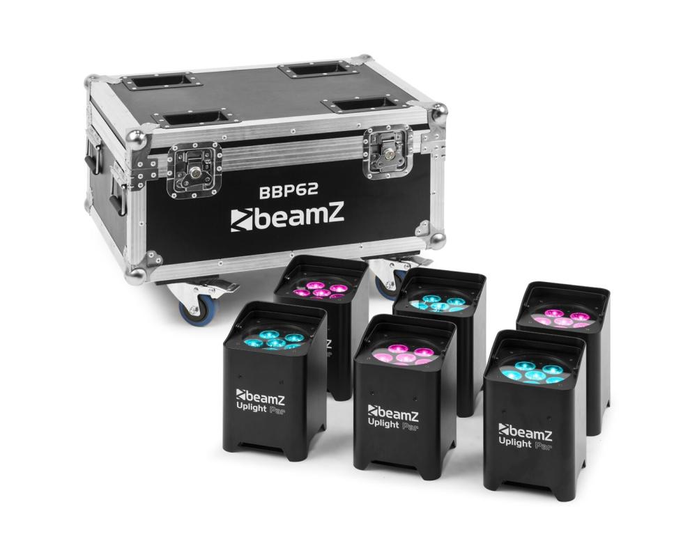 beamZ BBP62 Set, 6 Uplights (in/outdoor) in Flightcase w/ Charger