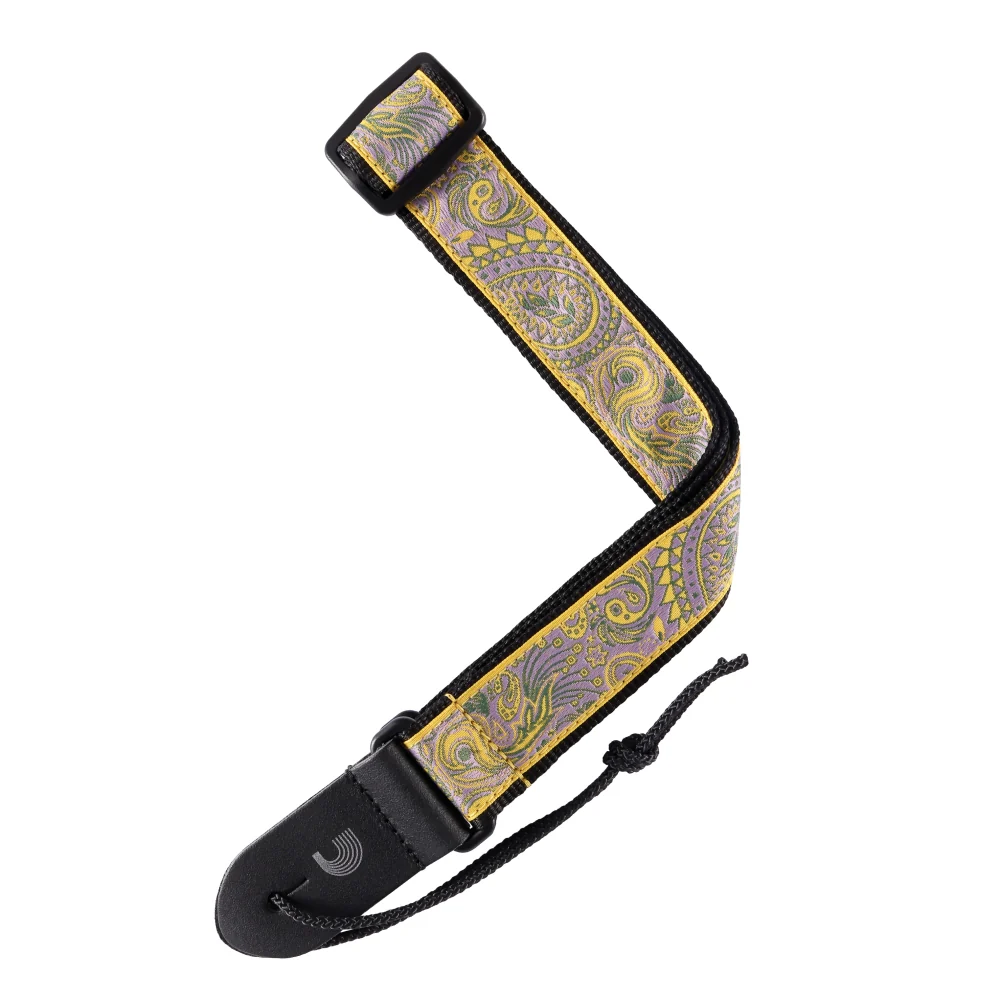 Daddario Jacquard Ukulele Straps, Paisley Yellow/Purple