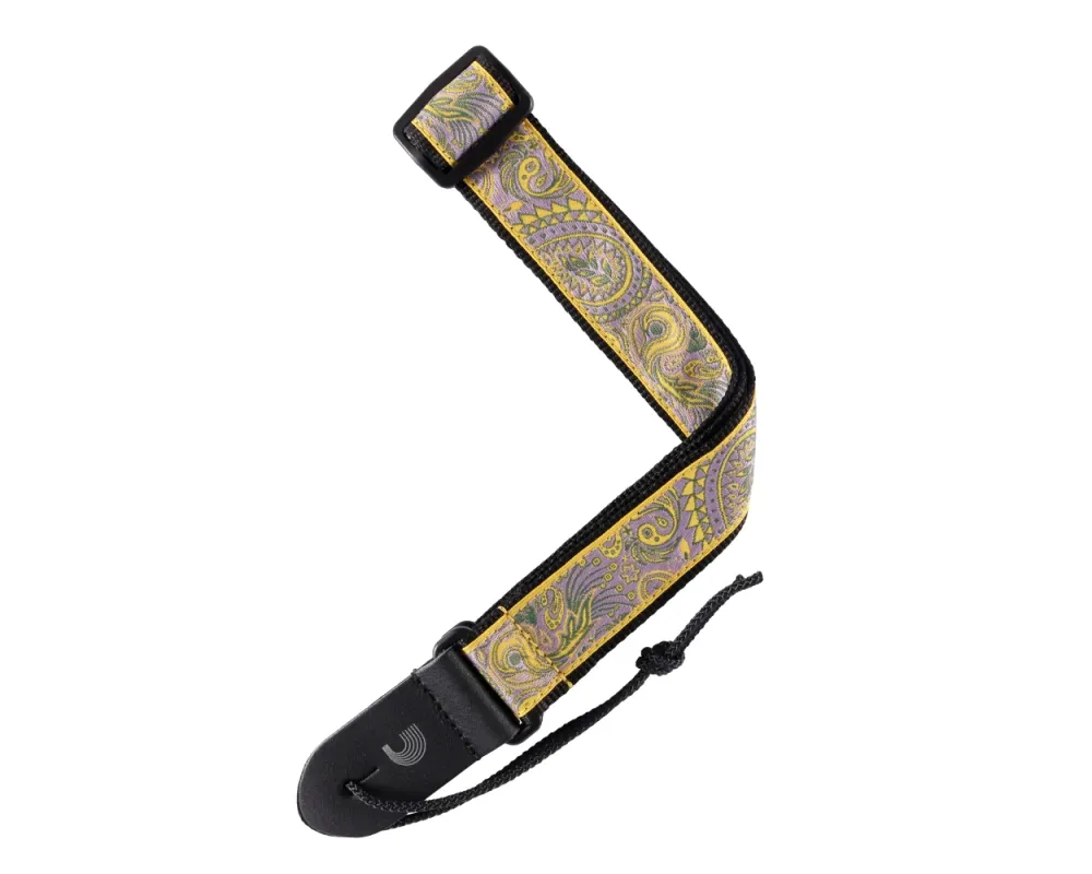 Daddario Jacquard Ukulele Straps, Paisley Yellow/Purple