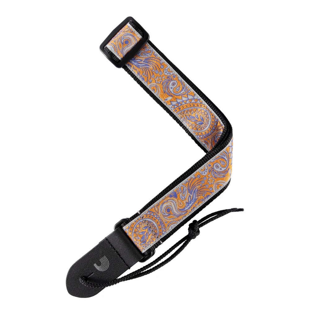 Daddario Jacquard Ukulele Straps, Paisley Grey/Orange