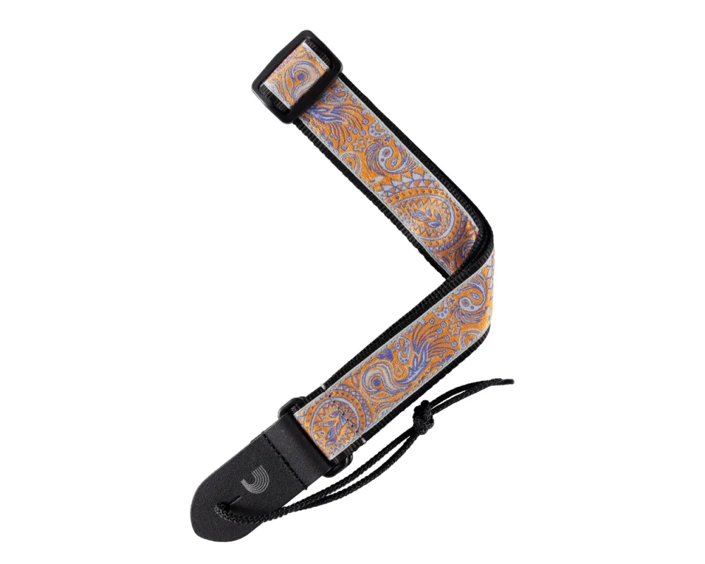 Daddario Jacquard Ukulele Straps, Paisley Grey/Orange