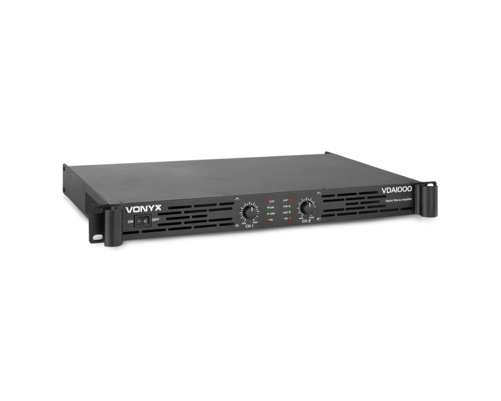 Vonyx VDA1000 PA Amplifier 1U 2 x500W