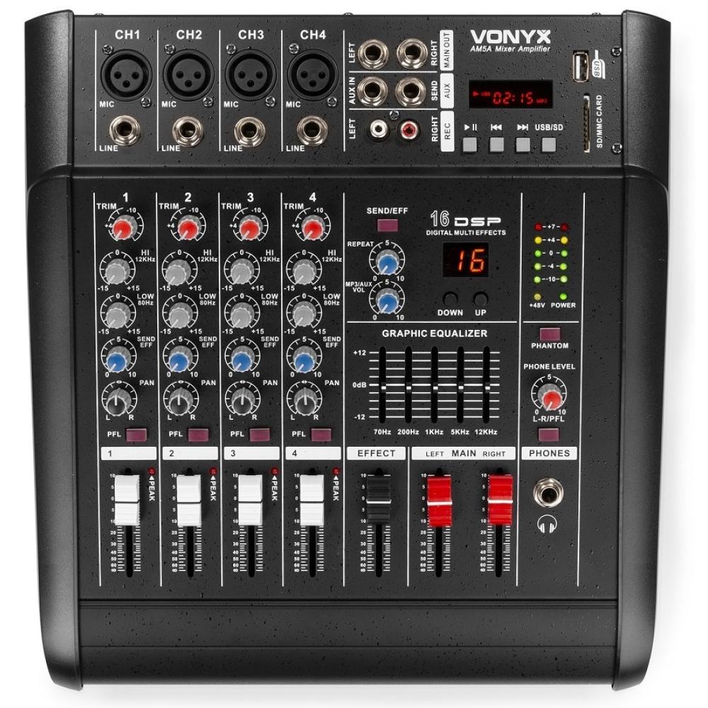 Vonyx AM5A 5 Channel Amplified Mixer BT