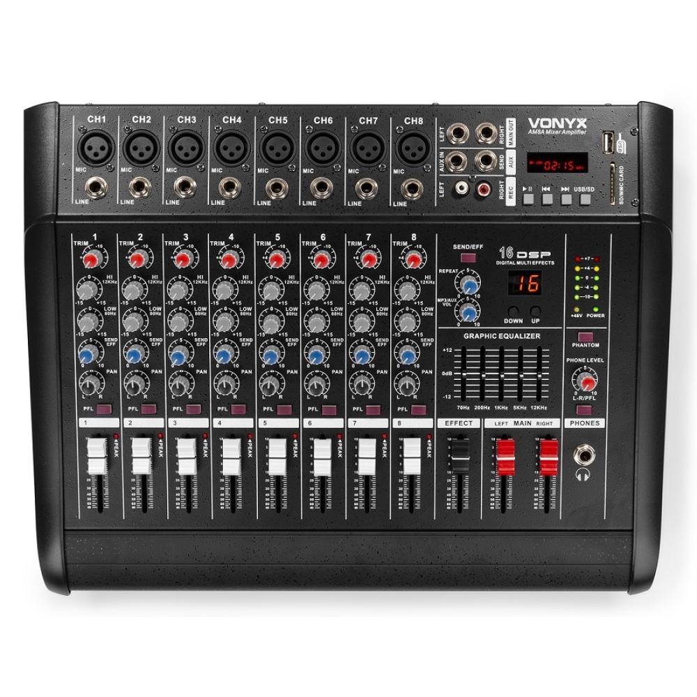 Vonyx AM8A 8 Channel Amplified Mixer BT