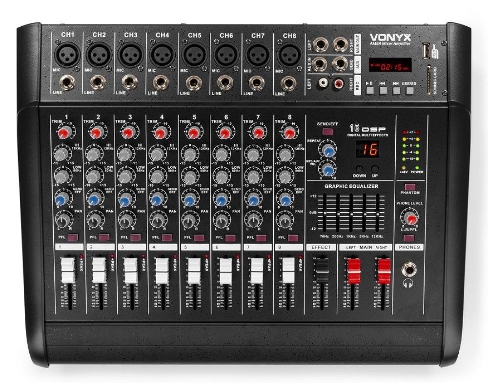 Vonyx AM8A 8 Channel Amplified Mixer BT