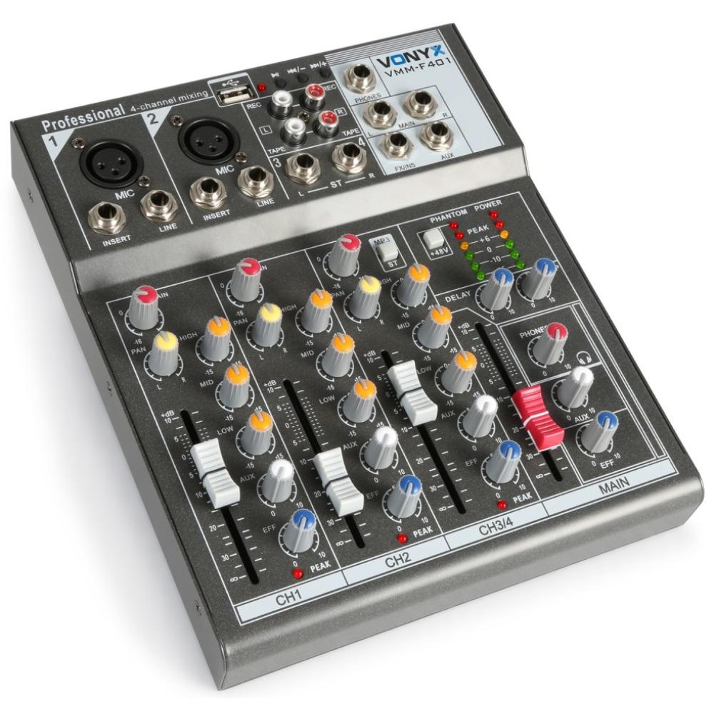 Vonyx VMM-F401 Music Mixer 4Ch/MP3/Echo