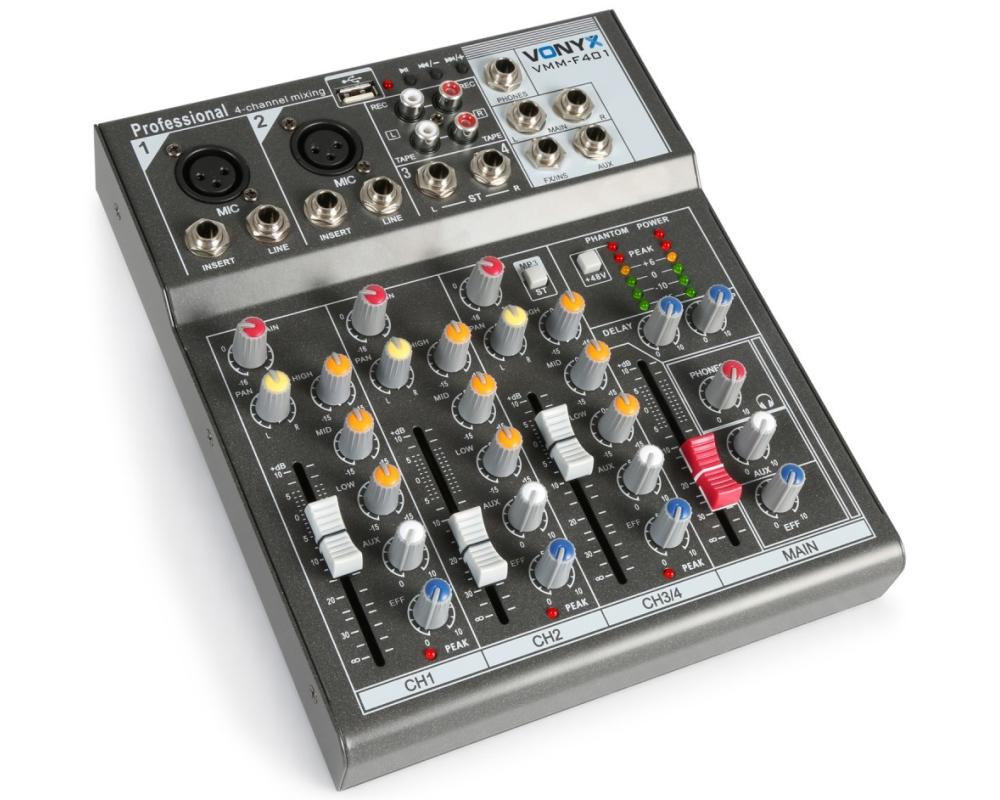 Vonyx VMM-F401 Music Mixer 4Ch/MP3/Echo
