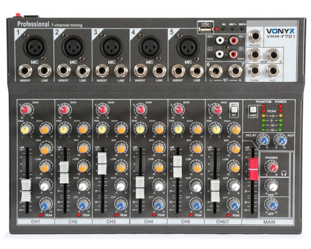 Vonyx VMM-F701 Music Mixer 7Ch/MP3/Echo