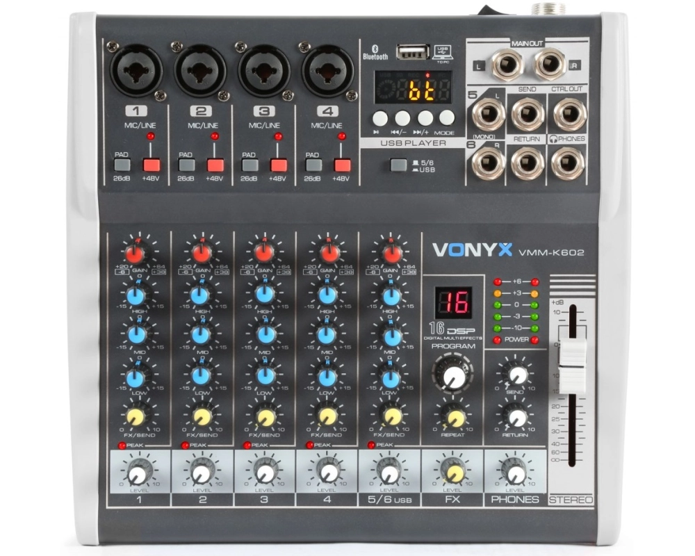 Vonyx VMM-K602 MusMix 6Ch/BT/Echo/USB Rec