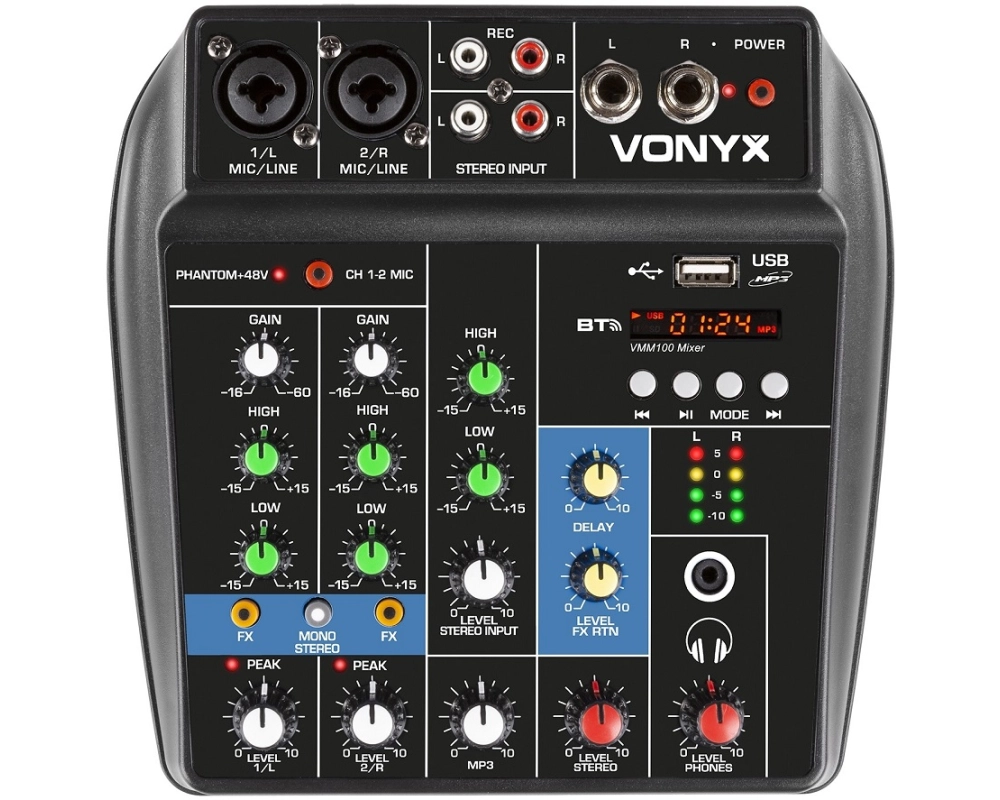 Vonyx VMM100 Mixer 3ch USB BT