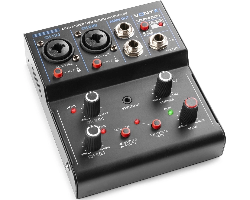 Vonyx VMM301 Mixer 3CH/EQ/USB/BT